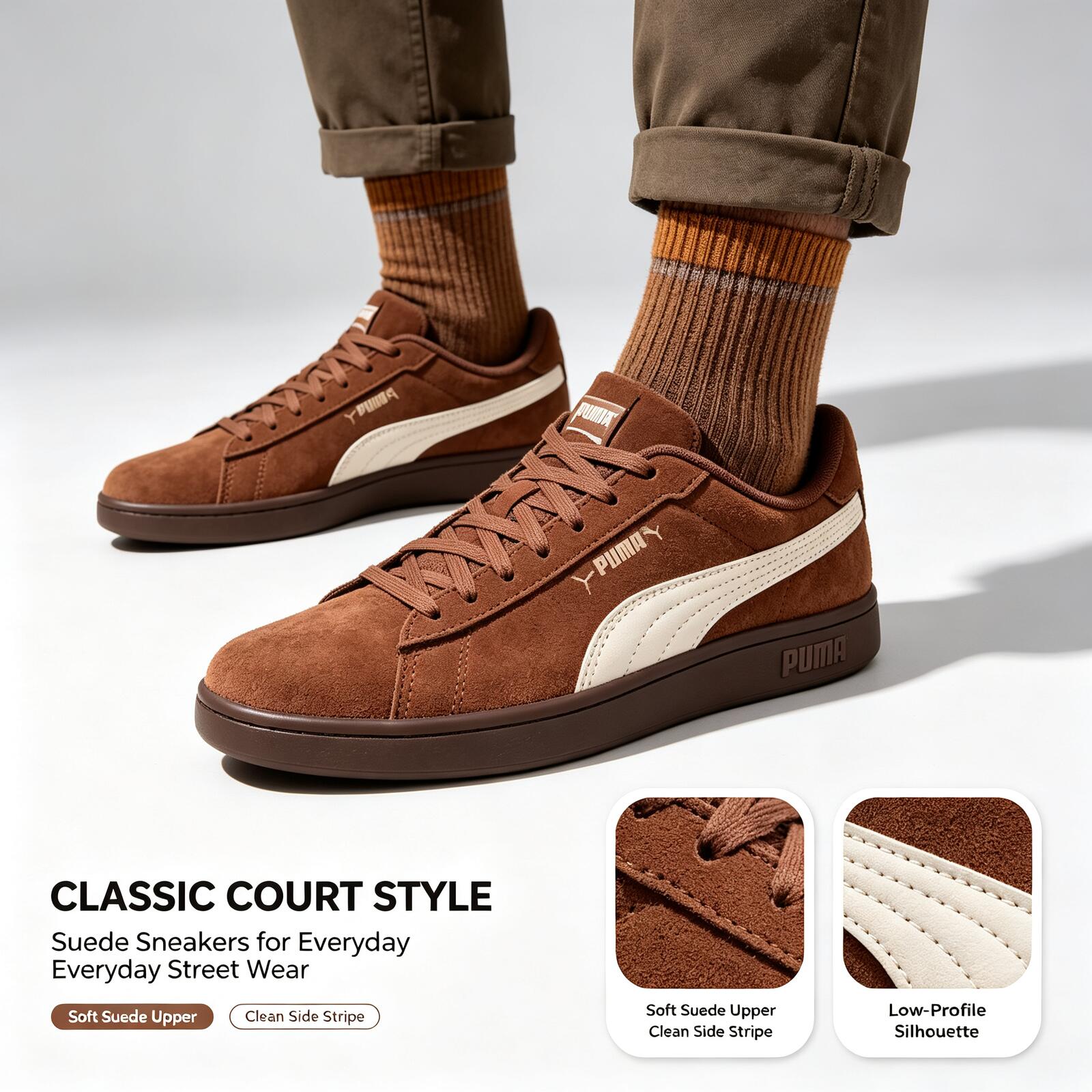 Women'S Shoes Puma Sneakers - 新しいプーマレトロカジュアルスニーカースエードソフトボトム耐久性のあるクラシックスエードスニーカー男性女性用ブラウンロートップカジュアルシューズ