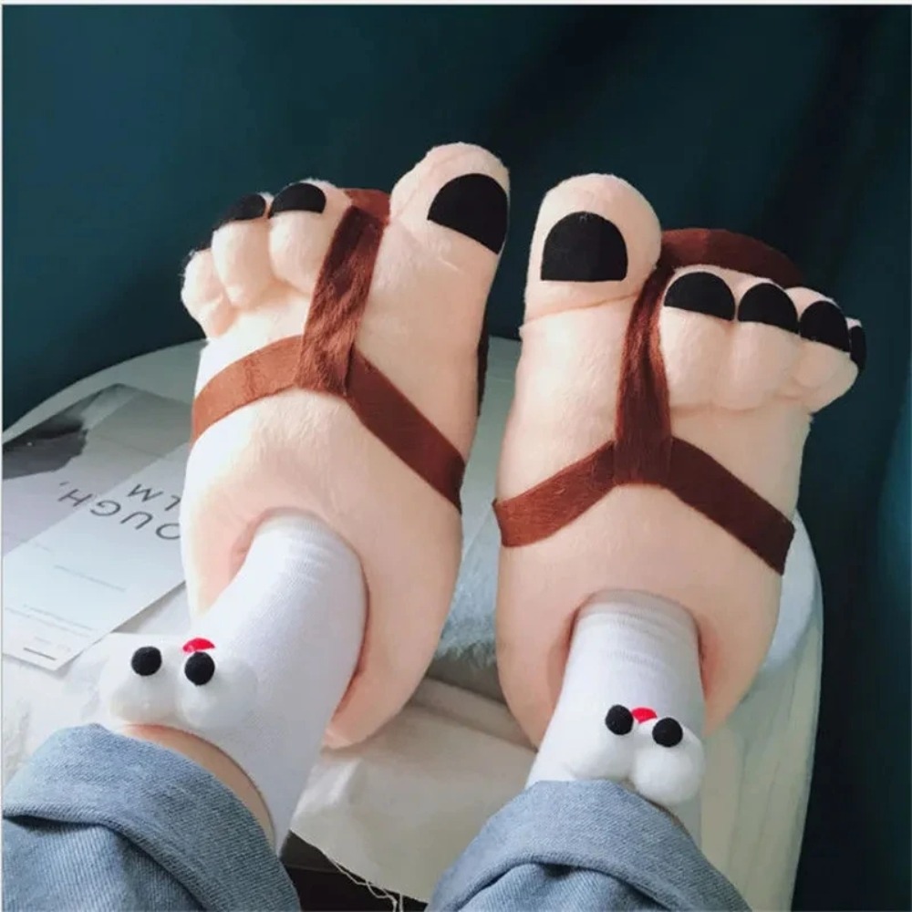 Women Shoes For Big Feet - クリエイティブ男性女性冬スリッパ大きな足クリエイティブカップルおかしいスリッパハウススライドホームソフト暖かい綿スライダー