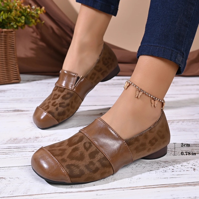 Women Shoes Sneakers - 女性のファッションヒョウ柄ローファー春秋コンフォートスリッポンスニーカー女性英国スタイルブロックヒールカジュアルフラットシューズ