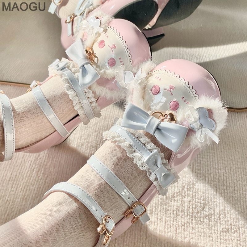Women'S Shoes Size 40 In Us - かわいい甘いロリータ靴女性のための和風ちょう結びラウンドトゥメリージェーンシューズ素敵なローヒールパンプスサイズ35-40 Zapatos Mujer