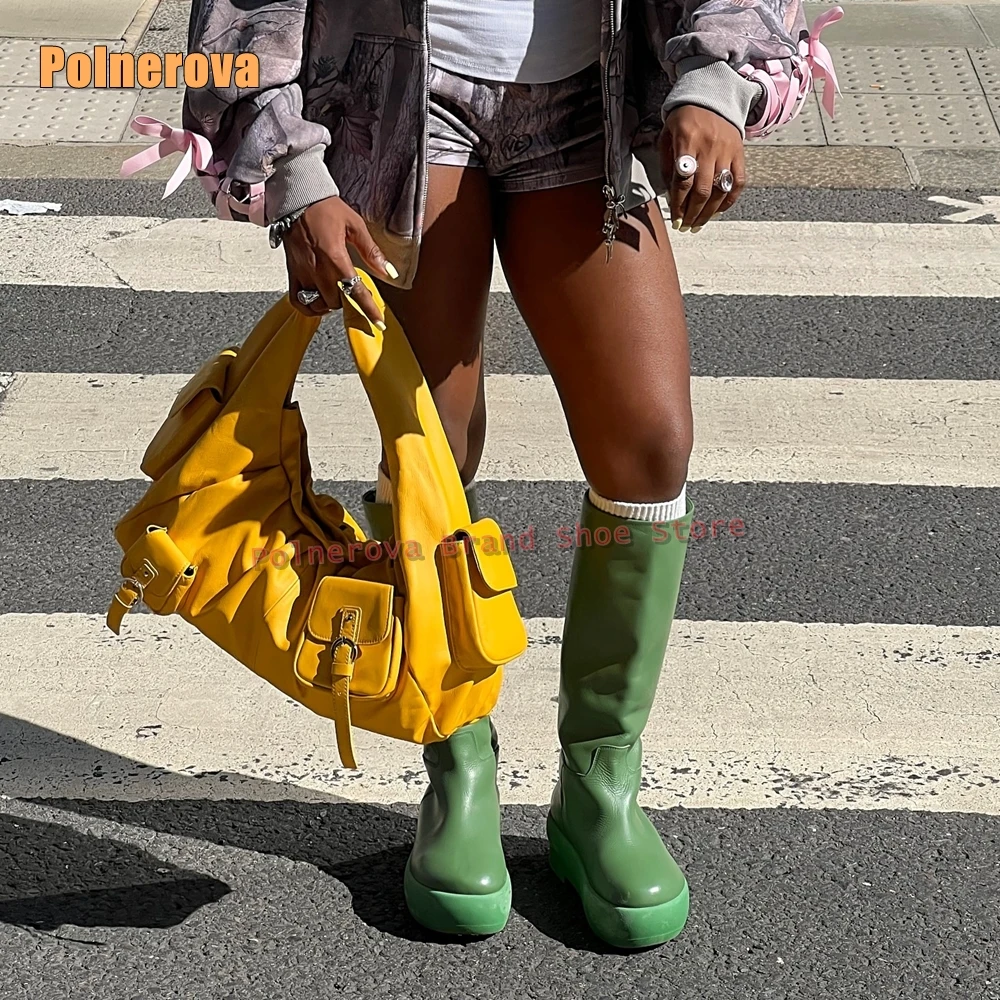 Women'S Shoes Trending 2025 - レディースセクシーファッションシューズ 冬トレンド グリーン プラットフォーム ニーハイブーツ 2025