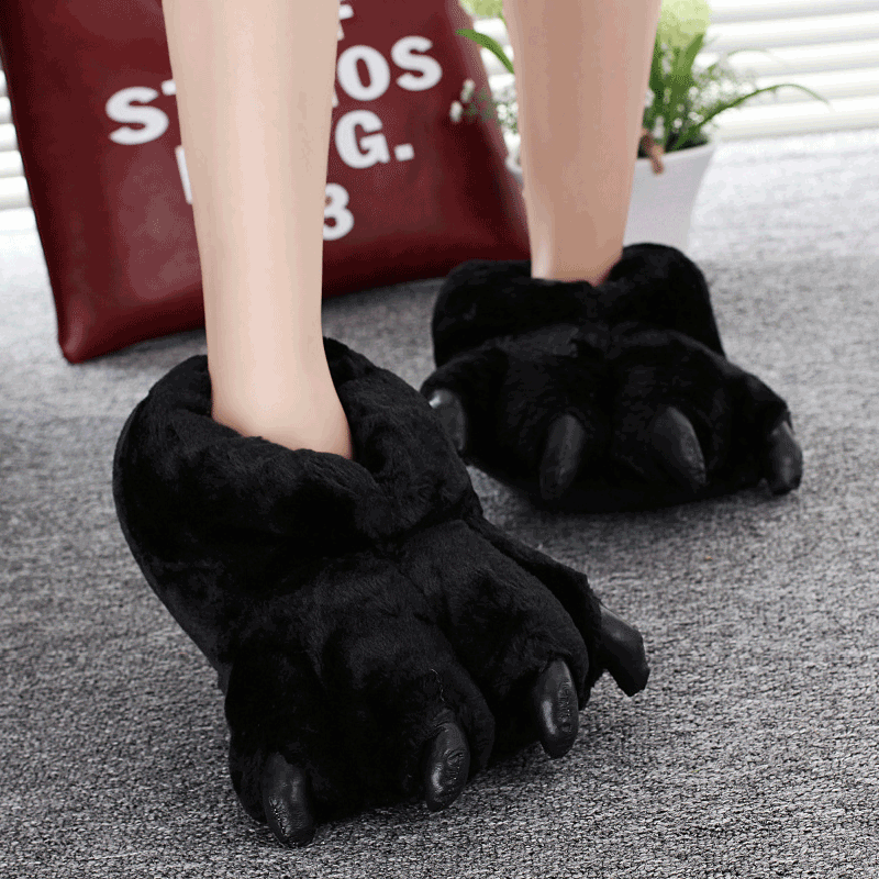 Women'S Shoes Size 40 In Us - サイズ 35-43 黒動物の足の靴女性の冬の家のスリッパユニセックス女性男性クリエイティブホーム毛皮のようなスライド女の子スリッパ