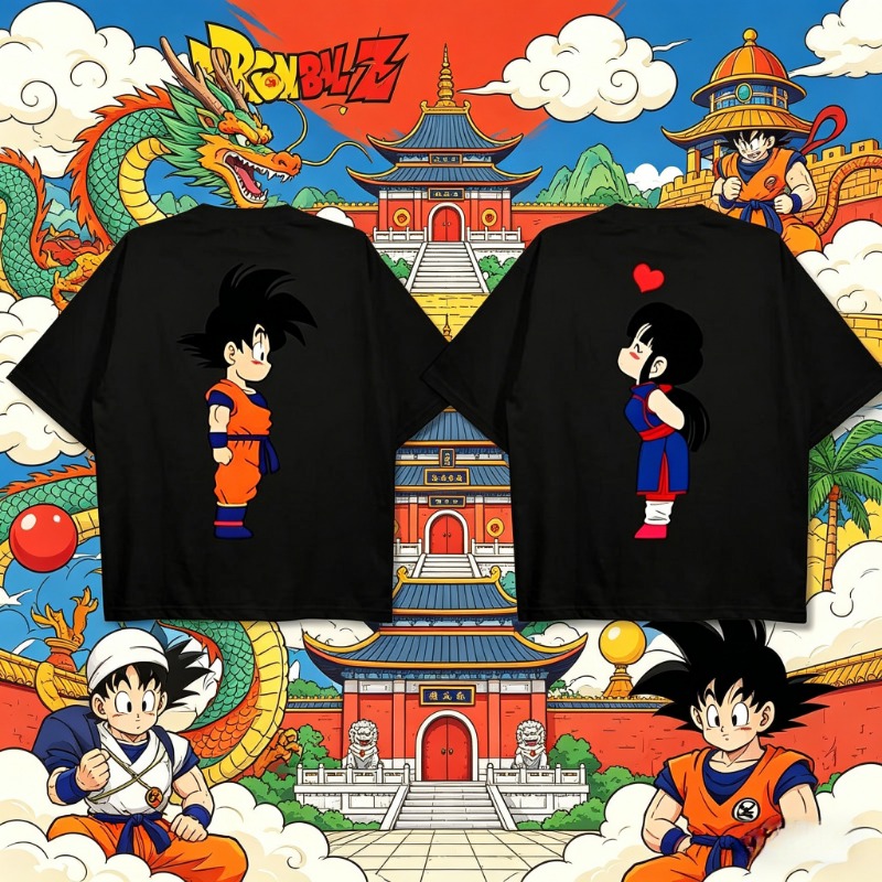 Women'S Shoes In The 90S - 2026 ドラゴンボールZ 孫悟空＆チチ カップルTシャツ 90年代風 サマーストリートウェア