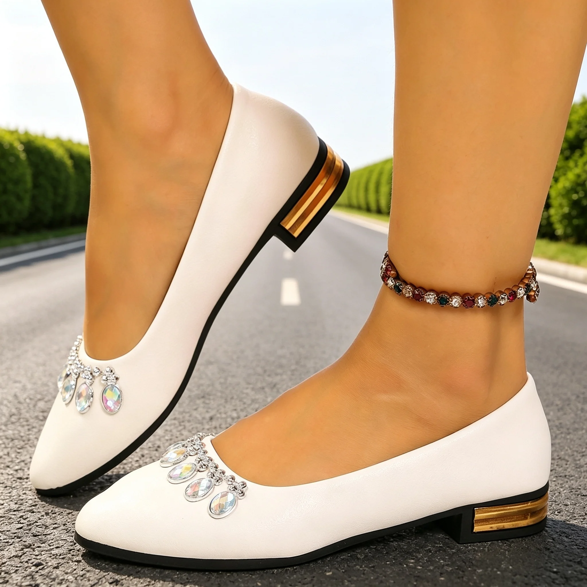 Women Shoes Sneakers - レディースフラットシューズ ポインテッドトゥ バレエシューズ プラスサイズ フラットスニーカー レディース