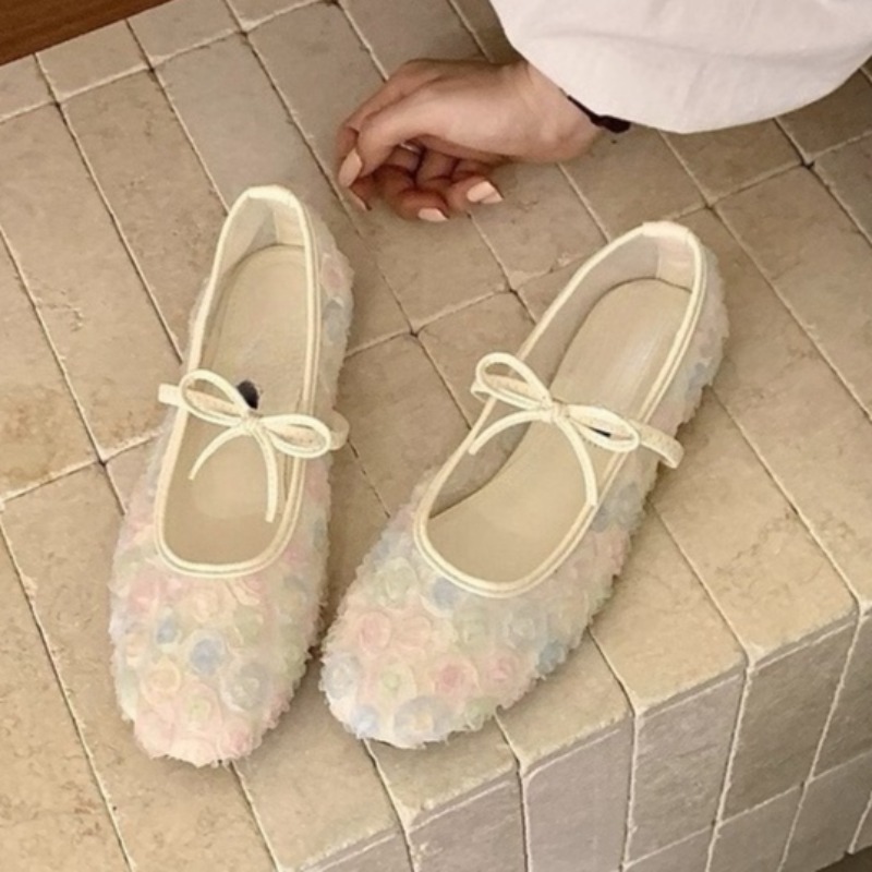Women'S Shoes Round Toe - 優しいニューチャイニーズローズメッシュメリージェーンシューズ2026春夏新作ボウソフトソールシューズ