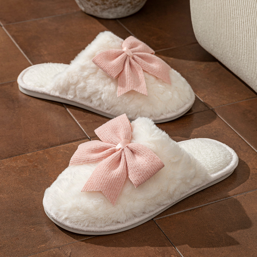 Women Shoes On Sale - YNPO 2026 かわいいファッション蝶の弓女性のスリッパ冬屋内暖かさ快適通気性ソフトソールホームカジュアルシューズ