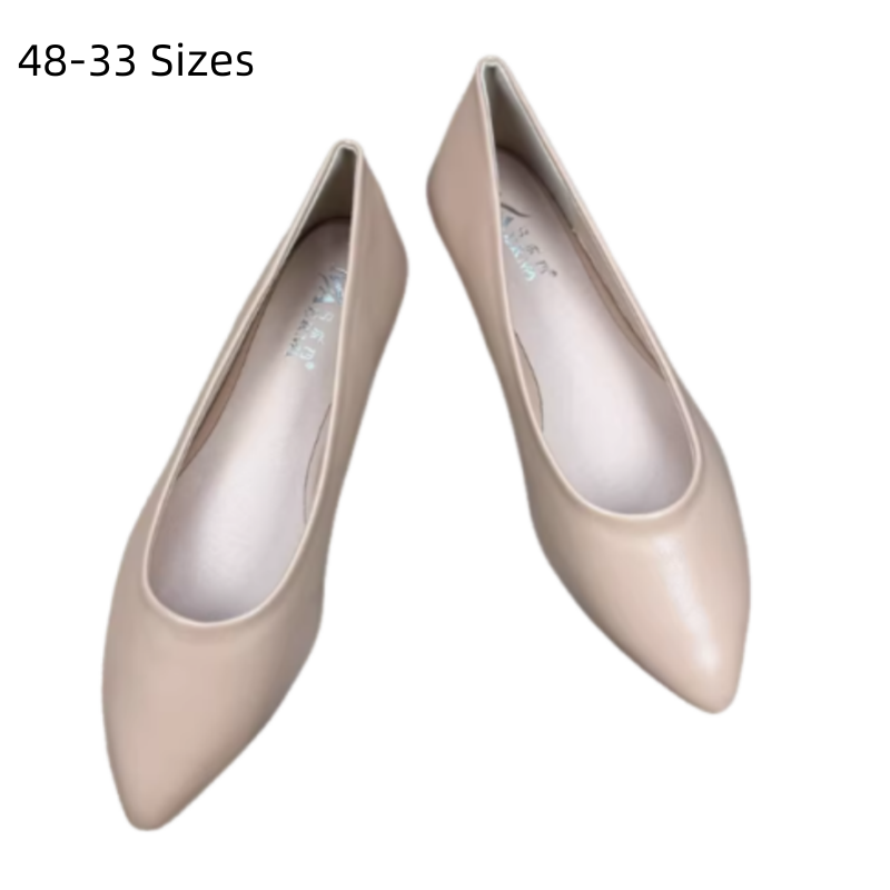 Women Shoes For Big Feet - 女性のための手作りの先のとがったつま先の靴,シンプルなフラットシューズ,滑り止め,カーキ,赤,黒,大きいサイズ,48-33,大きくて狭い足,高級デザイナー