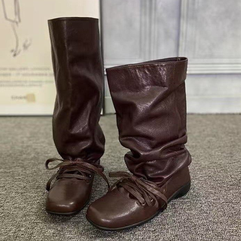 Women'S Shoes Trending 2025 - レディースフラットハイブーツ、デザイナーハイニーファッションシューズ、2025年冬レースアップチェルシーブーツ、ニュートレンドグラディエーターブーツ、レディースボタス・デ・ムヘール