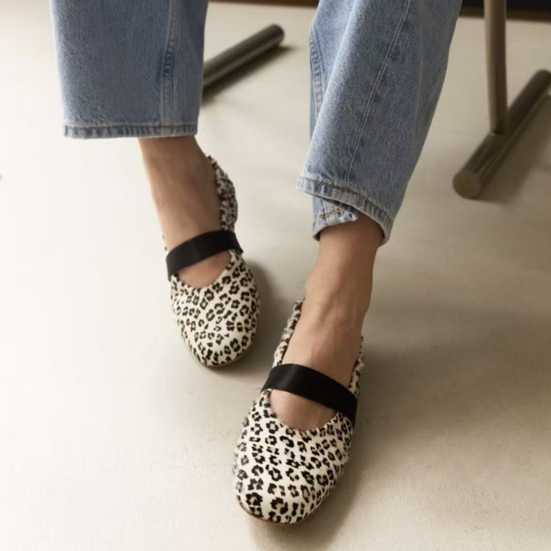 高級デザイナーバレエフラット女性ファッションヒョウぬいぐるみ - Women'S Shoes Round Toe のレビューと価格