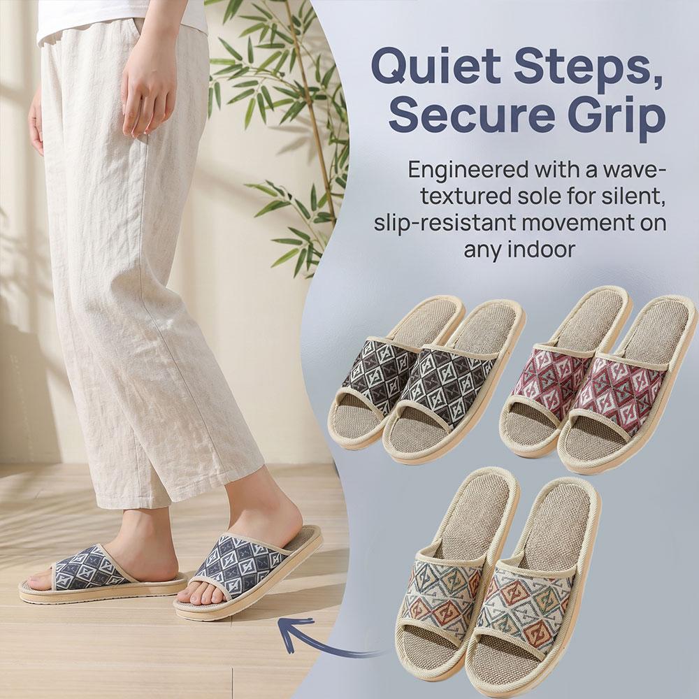 四季対応リネンスリッパ カップル用 通気性 室内用フロアスリ - Women Shoes On Sale のレビューと価格