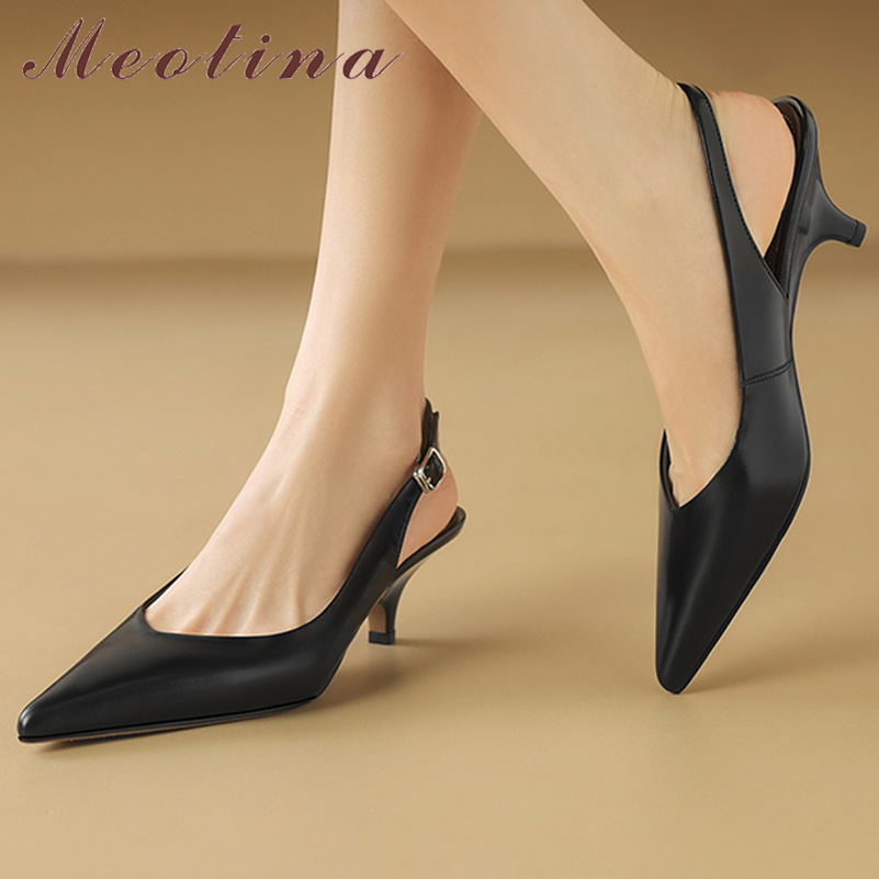 Meotina 女性本革スリングバックパンプスポインテッドト - Women'S Shoes Size 40 In Us のレビューと価格