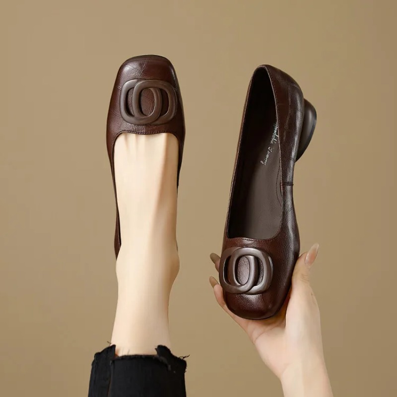 フランス風レディースシューズ パンプス レザーシューズ スク - Women'S Shoes Round Toe のレビューと価格