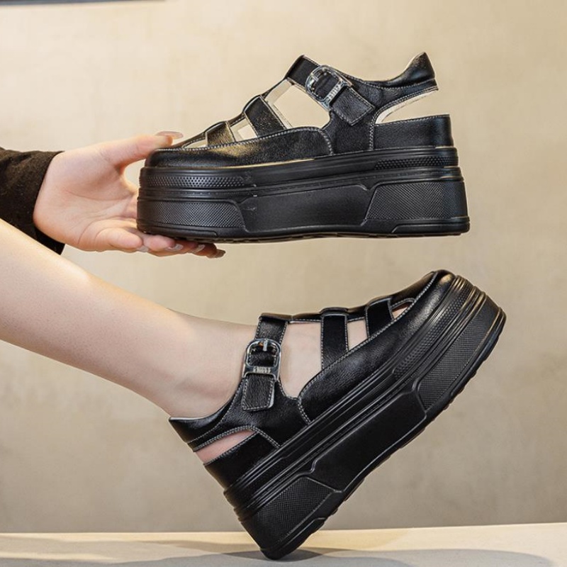8.5 センチメートル中空フル牛本革女性の夏の靴プラットフォ - Women Shoes Sneakers のレビューと価格