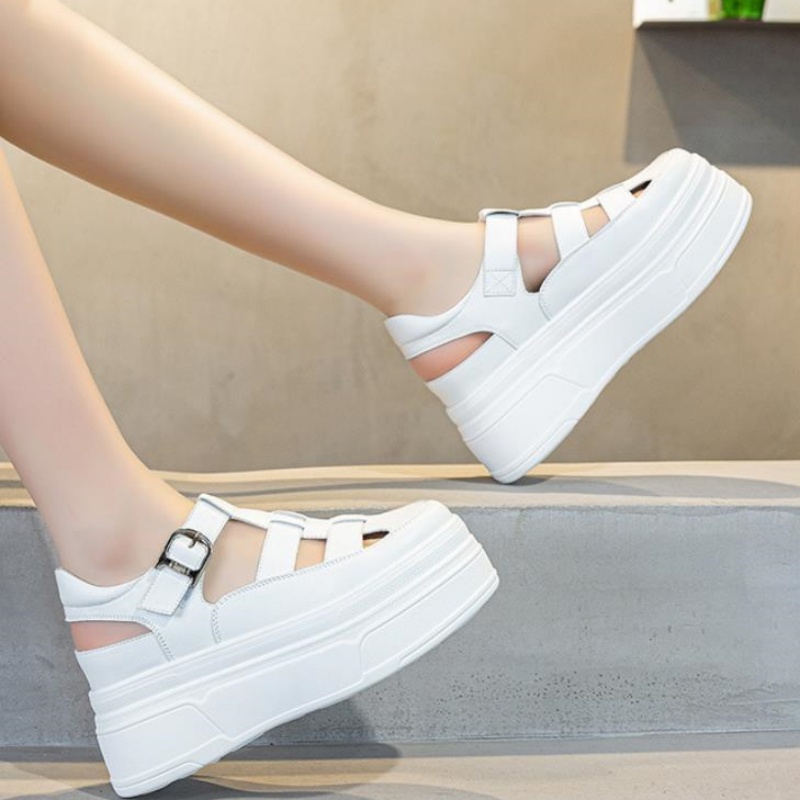 8.5 センチメートル中空フル牛本革女性の夏の靴プラットフォ - Women Shoes Sneakers のレビューと価格