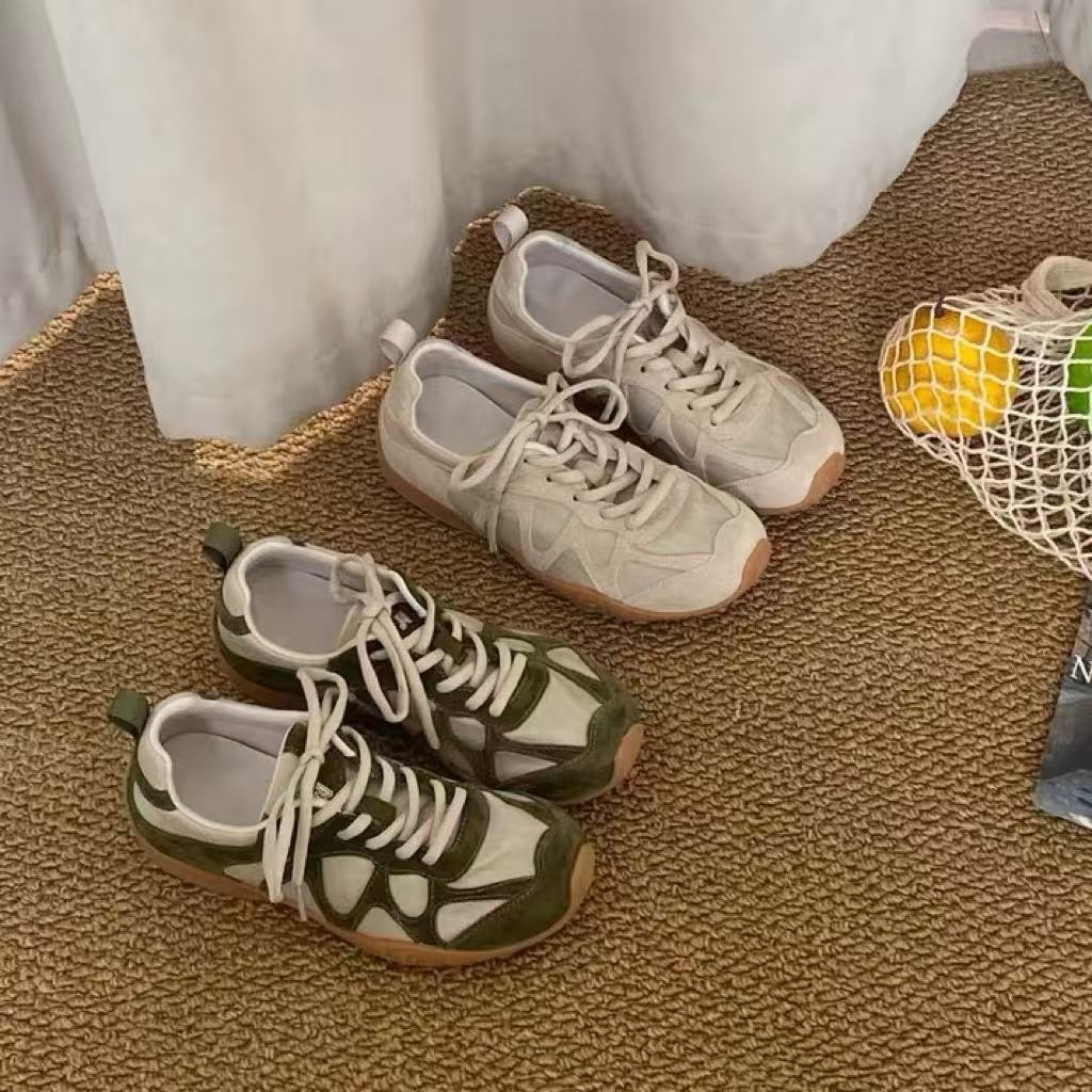 ヴィンテージパッチワークレースアップスニーカー女性用ソフトノ - Women Shoes Sneakers のレビューと価格