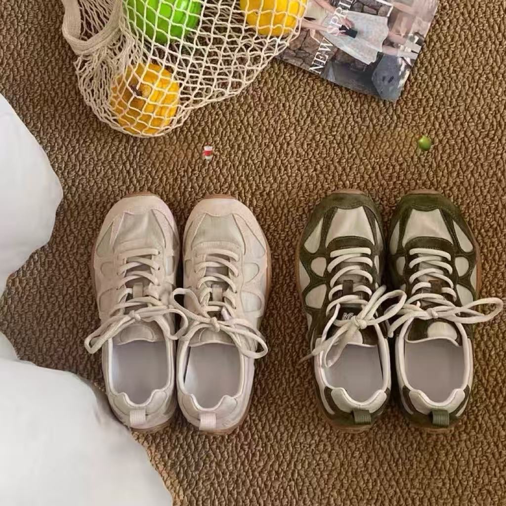 ヴィンテージパッチワークレースアップスニーカー女性用ソフトノ - Women Shoes Sneakers のレビューと価格