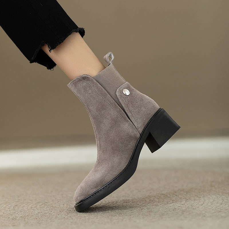スエードレディースチャンキーアンクルブーツファッションハイヒ - Women'S Shoes Trending 2025 のレビューと価格