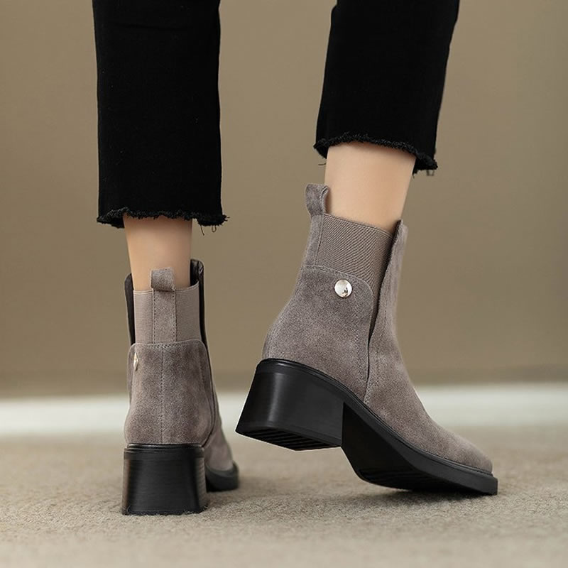 スエードレディースチャンキーアンクルブーツファッションハイヒ - Women'S Shoes Trending 2025 のレビューと価格
