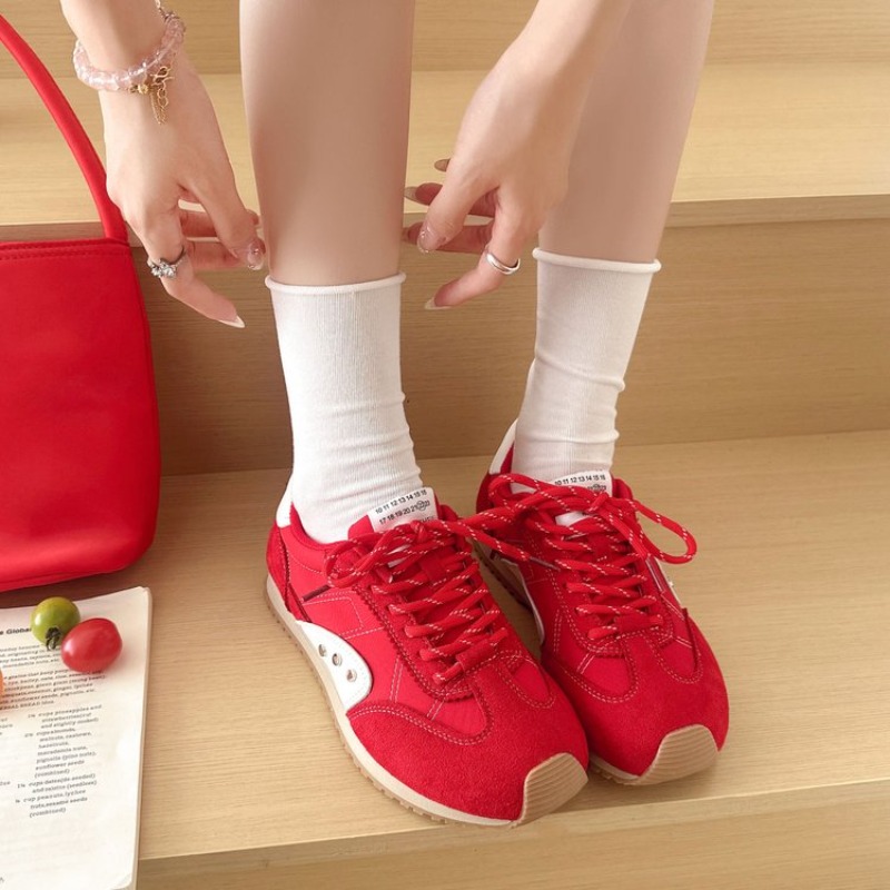 レトロカラーブロックスニーカー女性ソフトフラットランニングシ - Women Shoes Sneakers のレビューと価格
