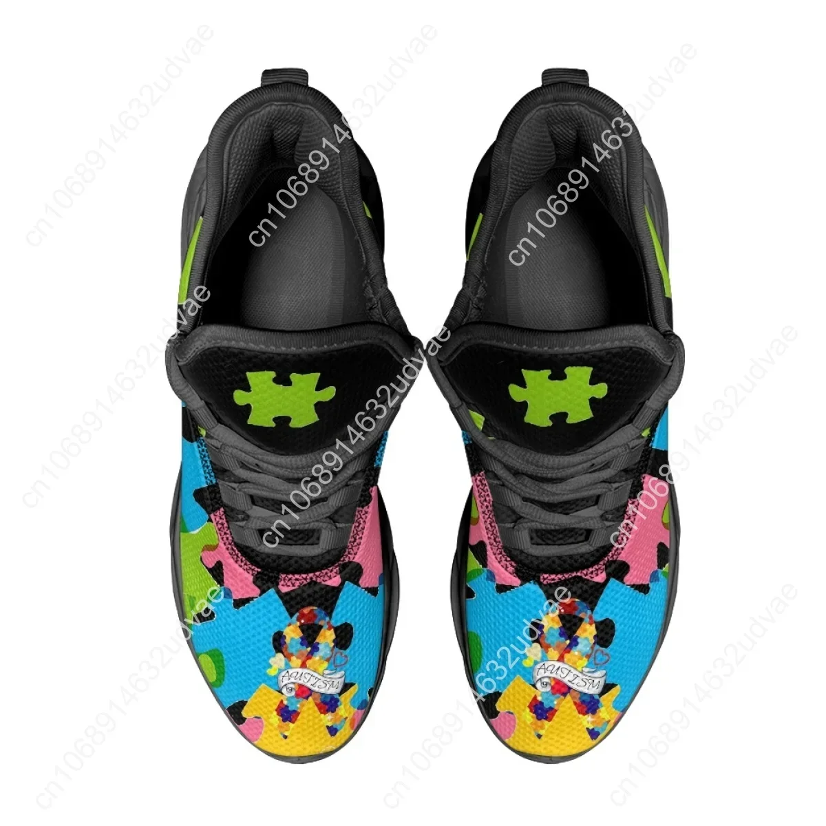 自閉症啓発スポーツランニングシューズカラーパズル耐久性のある - Women Shoes Sneakers のレビューと価格