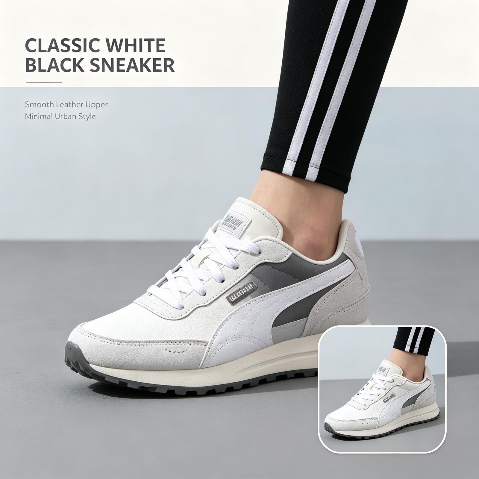 プーマ男性白黒ロートップスニーカークラシッククリーンレザーカ - Women'S Shoes Puma Sneakers のレビューと価格