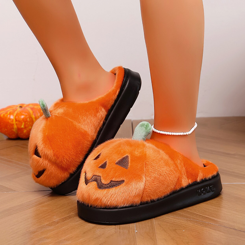 ハロウィン 3D パンプキンぬいぐるみスリッパ女性ふわふわハ - Women Shoes On Sale のレビューと価格