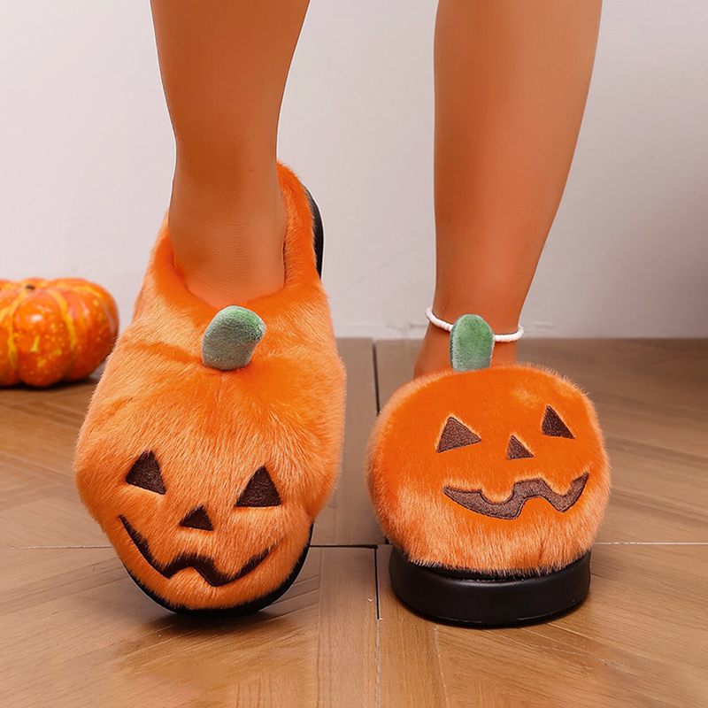 ハロウィン 3D パンプキンぬいぐるみスリッパ女性ふわふわハ - Women Shoes On Sale のレビューと価格